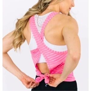 ❌ SOLD OFF SITE 
Pink Nimbus Split Back Mesh tank